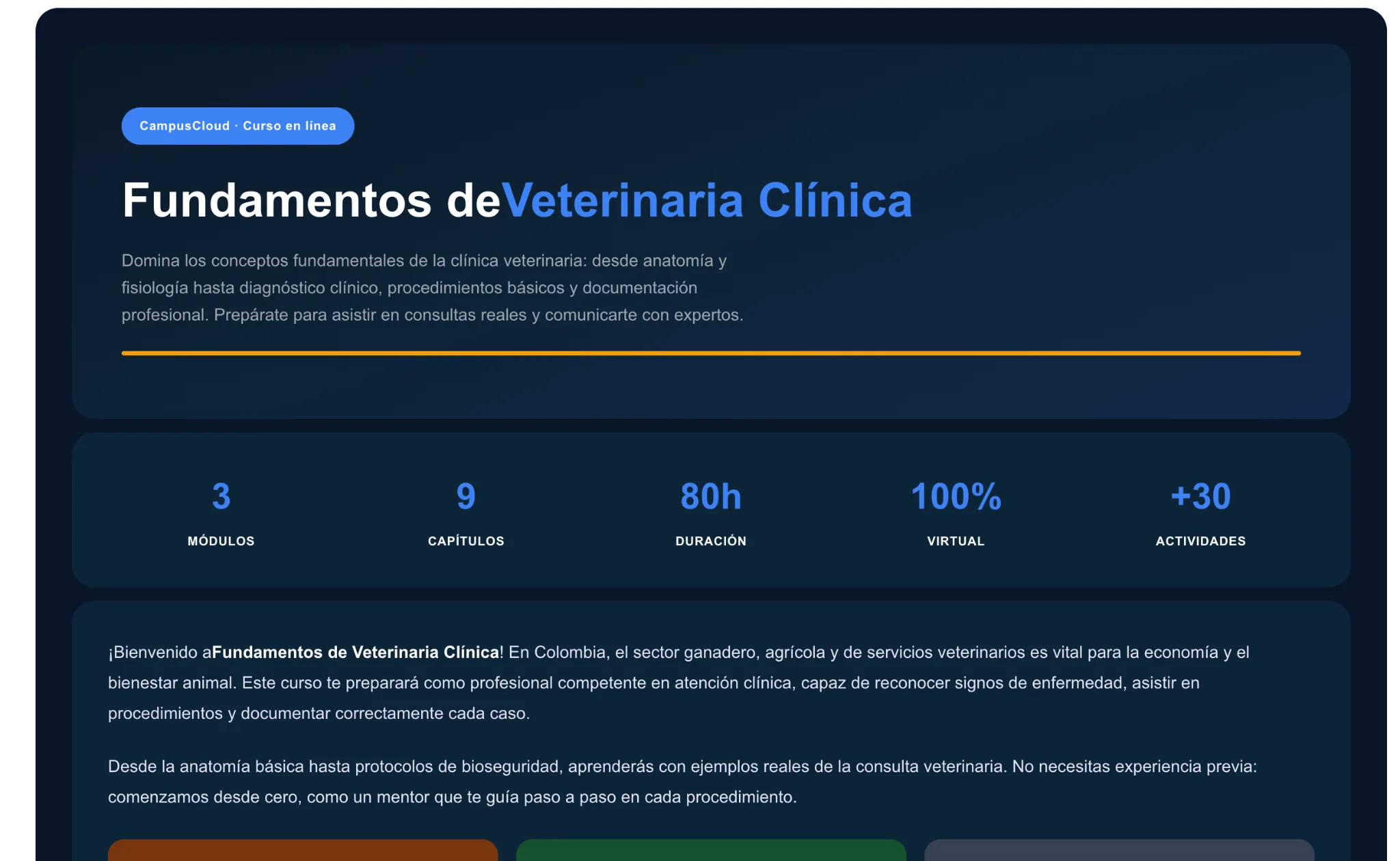 Vista general de un curso generado por Cursia: módulos, capítulos, objetivos y duración visibles en la interfaz